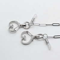 Silver Shorty Mask Chain w/ Heart Clasp