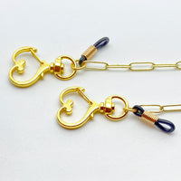 Gold Shorty Mask Chain w/ Heart Clasp