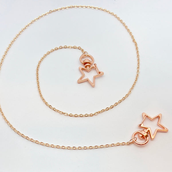Rose Gold Shorty Mask Chain w/ Star Clasp