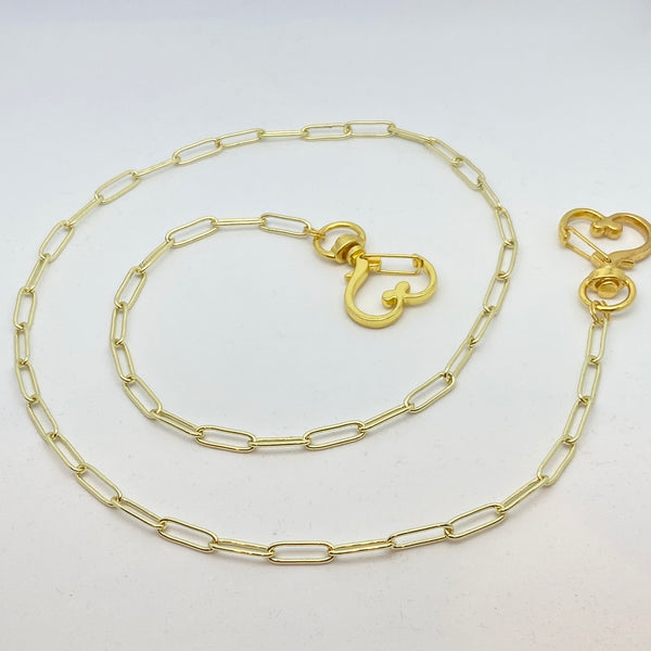 Gold Shorty Mask Chain w/ Heart Clasp
