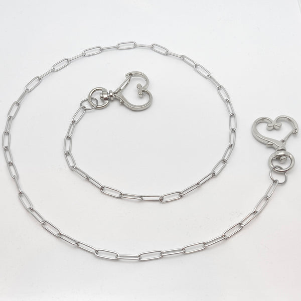 Silver Shorty Mask Chain w/ Heart Clasp