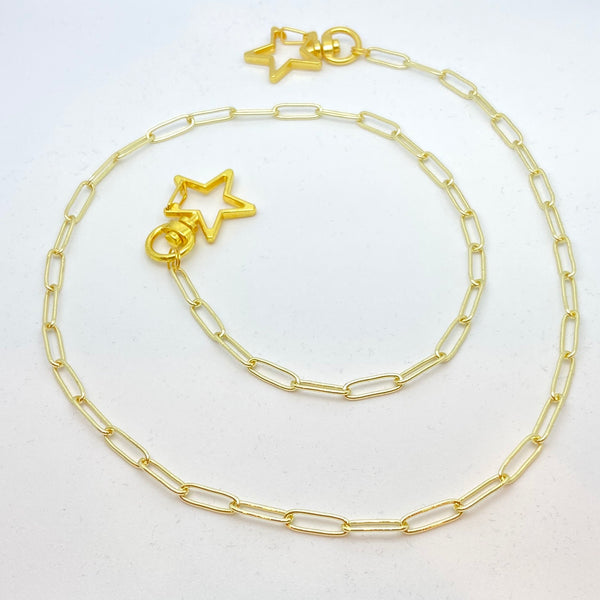 Gold Shorty Mask Chain w/ Star Clasp