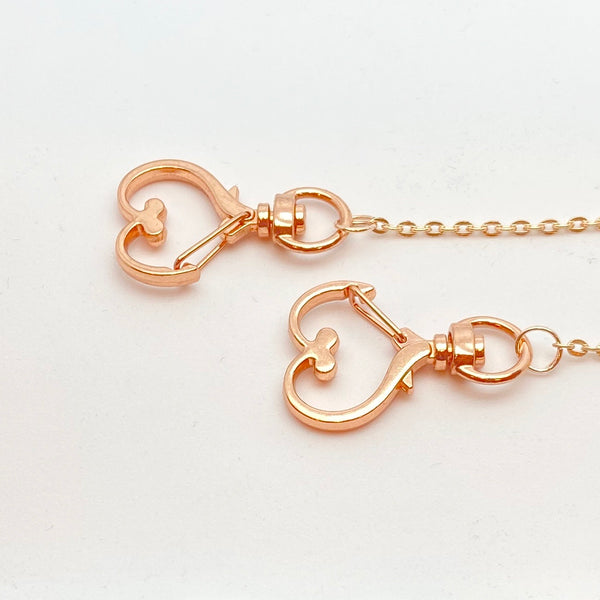 Rose Gold Shorty Mask Chain w/ Heart Clasp
